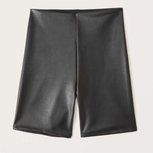 Abercrombie & Fitch Black Vegan Leather Bike Shorts, Size S
